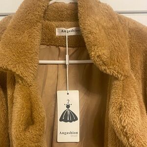 Women's Tan Faux Fur Coat